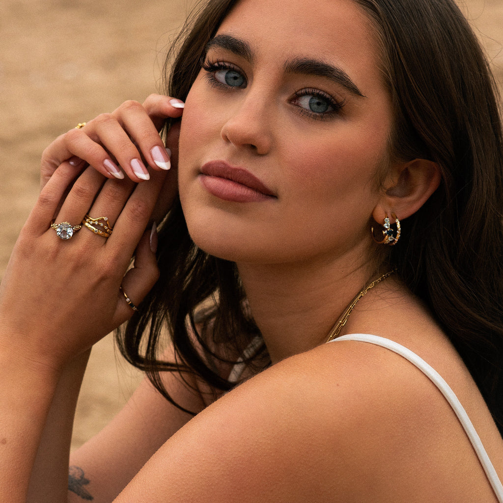 Gold Topaz Gemstone Zaria Earrings Dainty London