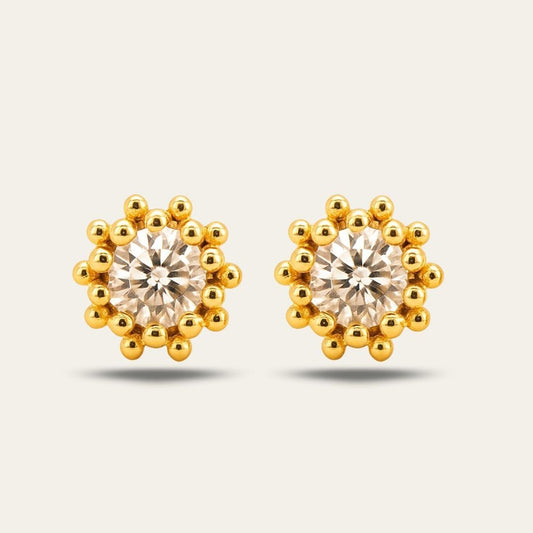 Gold White Topaz Seren Studs.