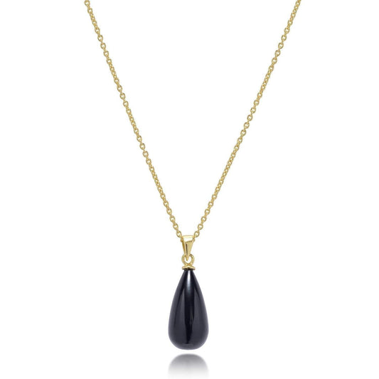 Hera Polished Stone Pendant Necklace Black Onyx.
