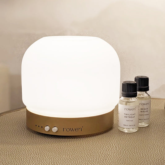 Jayla White & Gold Electronic Aroma Mist Diffuser Lamp - Rosey's Creations