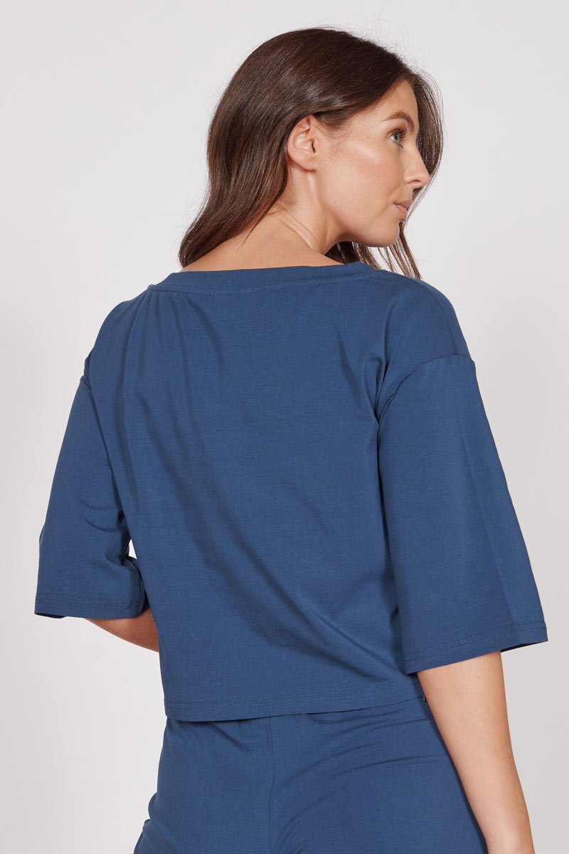Erin Navy Soft Touch Lounge Top Jeetly.com
