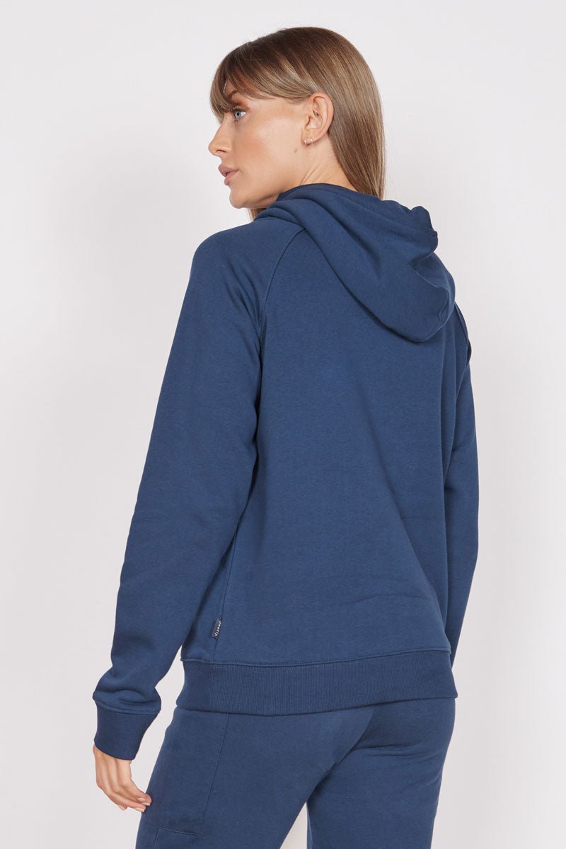 Lacey Navy Loungewear Cross Neck Hoodie Jeetly.com