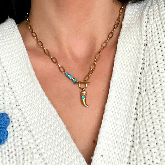 Kiana 18k Gold Plated T Bar Pedant Necklace - Rosey's Creations