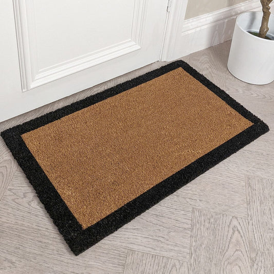 Kyla Black Border Natural Standard Doormat - Rosey's Creations