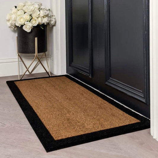 Kyla Large Black Border Natural Double Width Doormat - Rosey's Creations