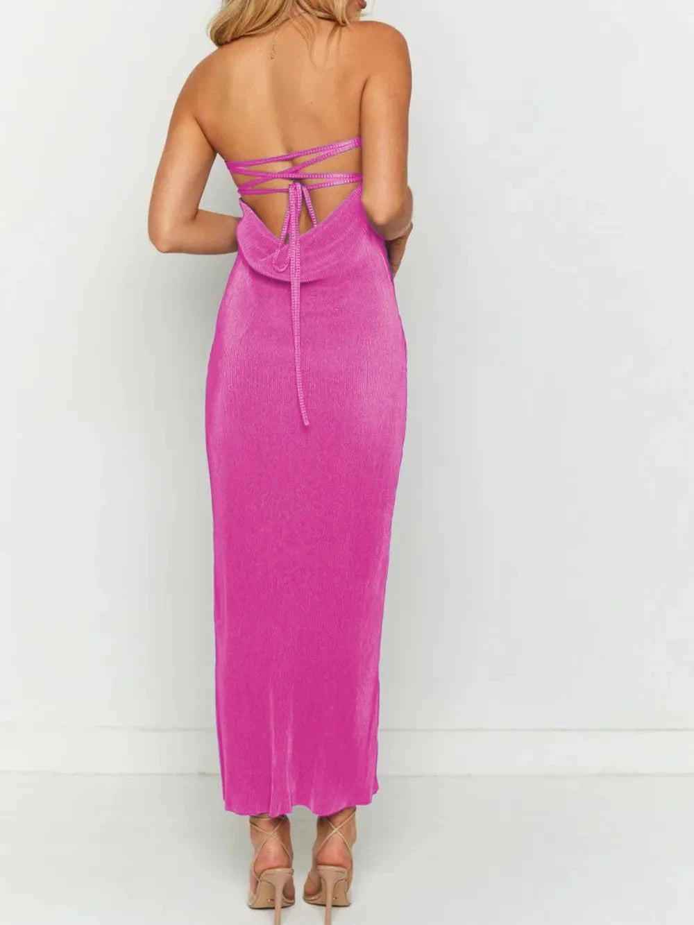 Lace - Up Back Tube Maxi Dress - Rosey's Creations