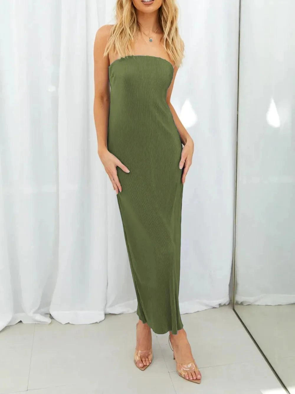 Lace - Up Back Tube Maxi Dress - Rosey's Creations