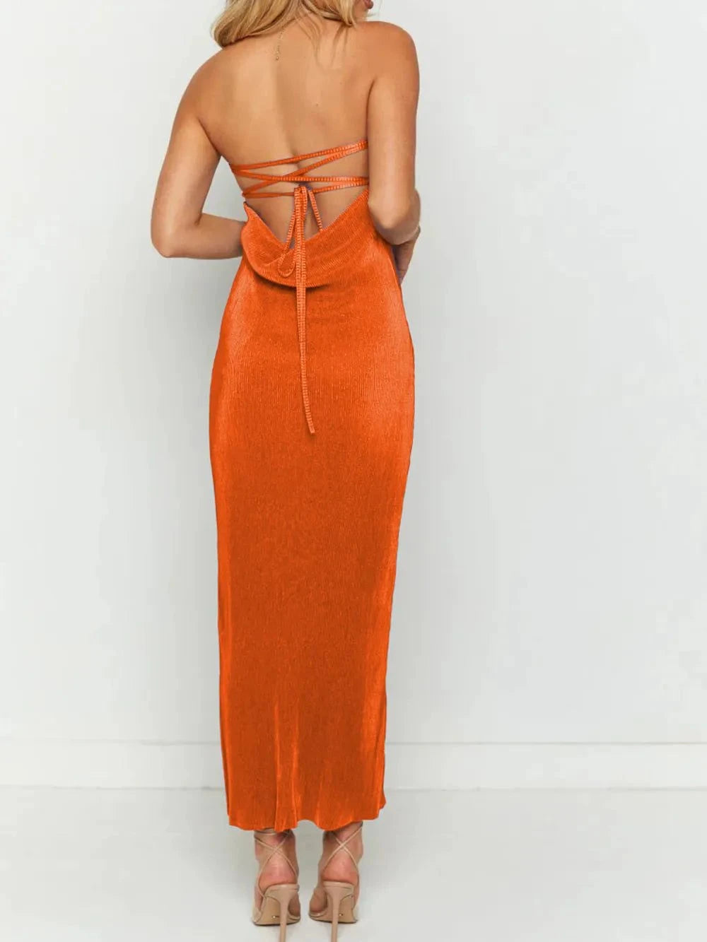 Lace - Up Back Tube Maxi Dress - Rosey's Creations