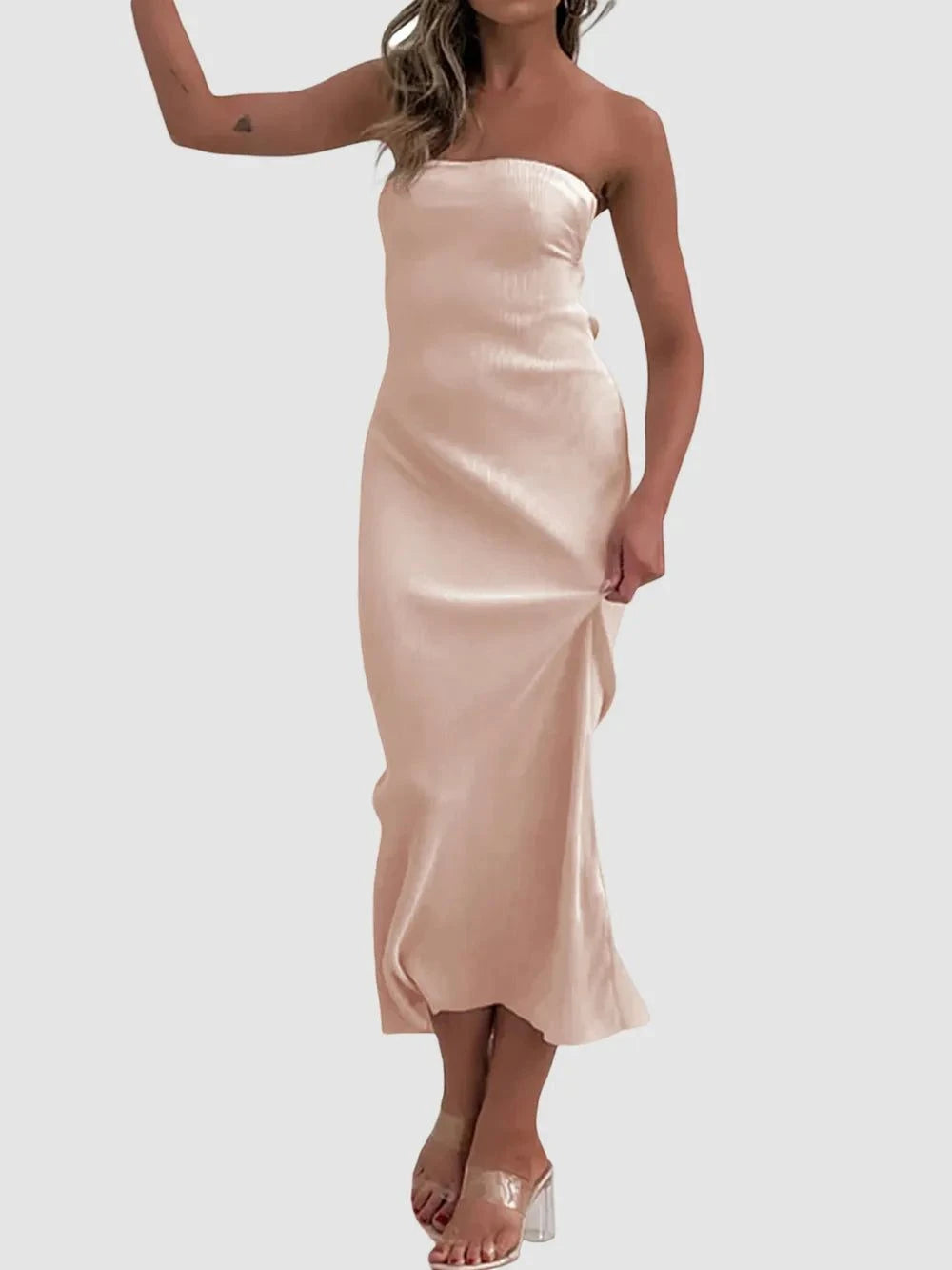 Lace - Up Back Tube Maxi Dress - Rosey's Creations