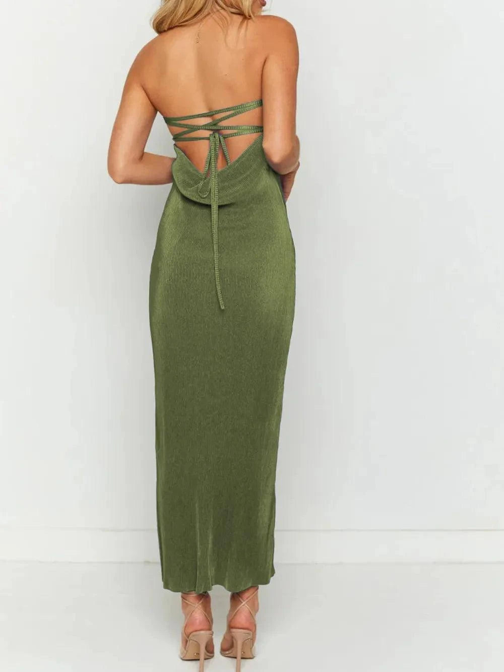 Lace - Up Back Tube Maxi Dress - Rosey's Creations