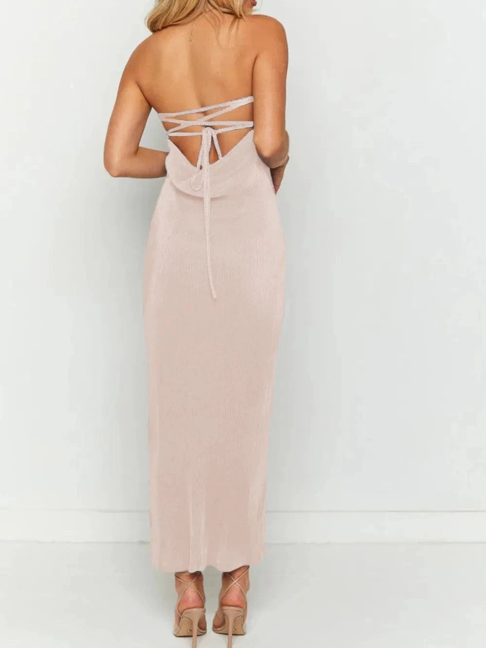 Lace - Up Back Tube Maxi Dress - Rosey's Creations