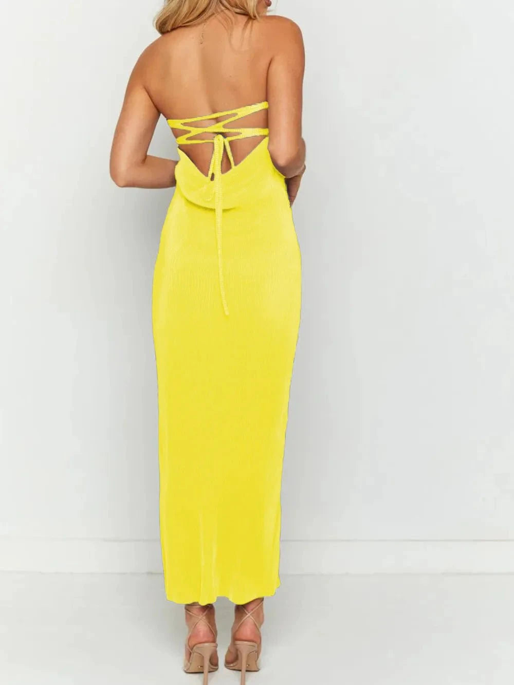Lace - Up Back Tube Maxi Dress - Rosey's Creations