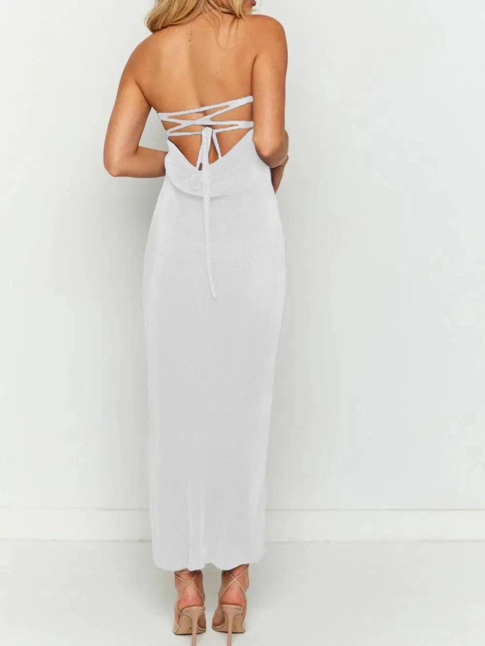 Lace - Up Back Tube Maxi Dress - Rosey's Creations