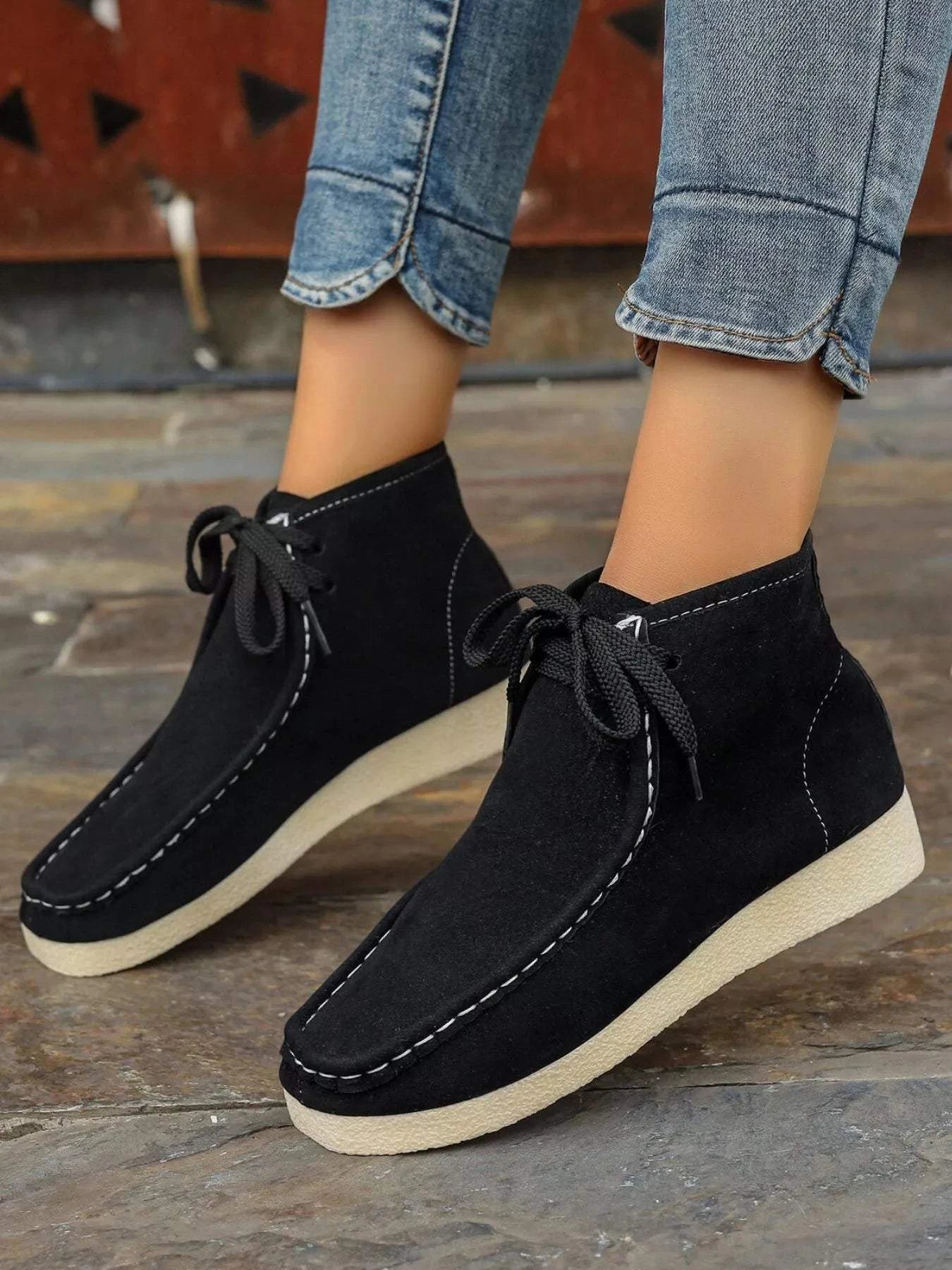 Lace Up Wedge Ankle Boots - Rosey's Creations