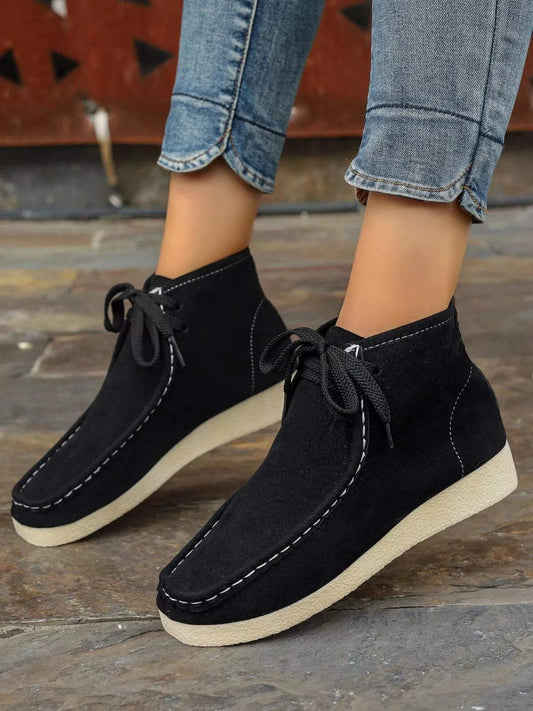 Lace Up Wedge Ankle Boots - Rosey's Creations