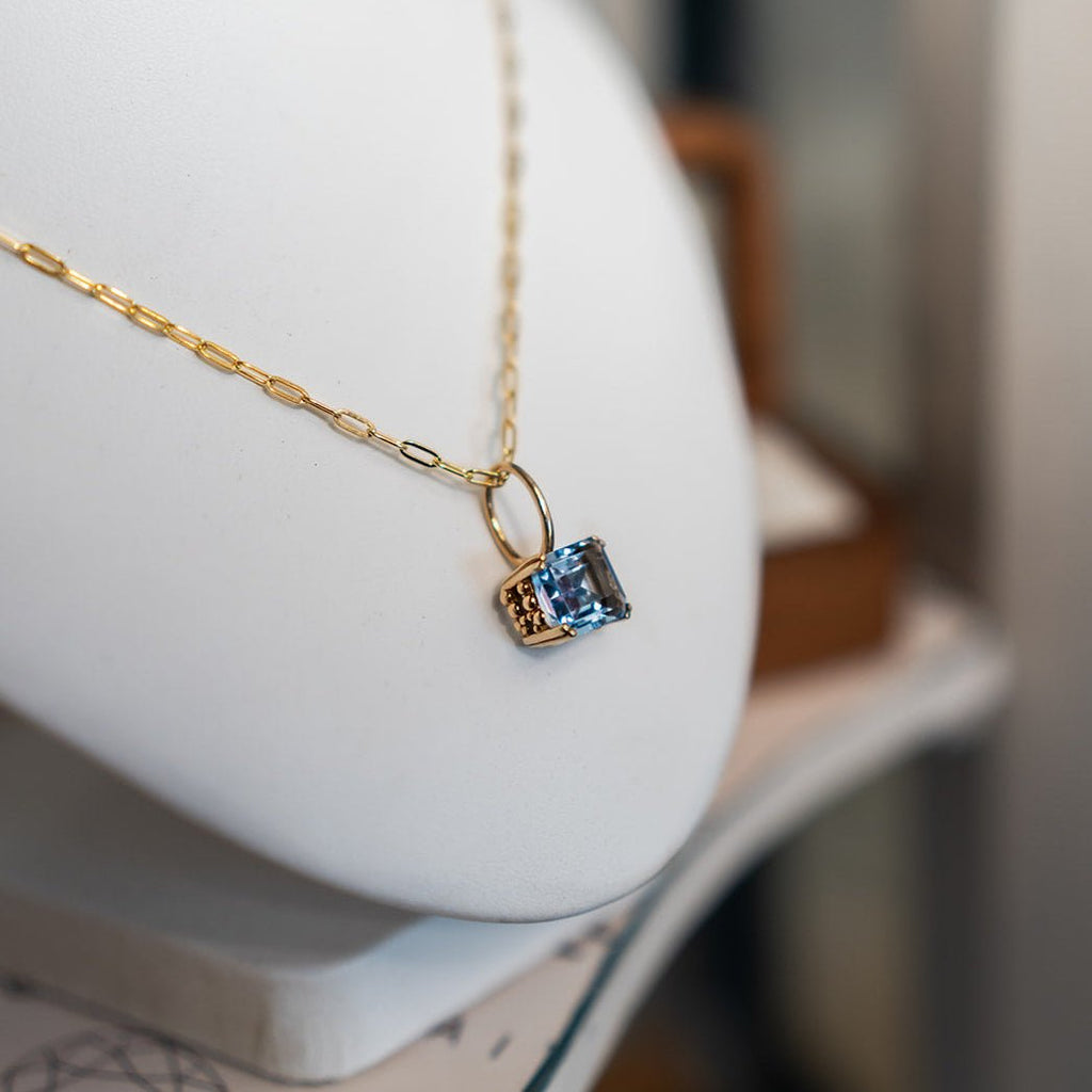 Large Gold Blue Topaz Necklace - Astrid Dainty London
