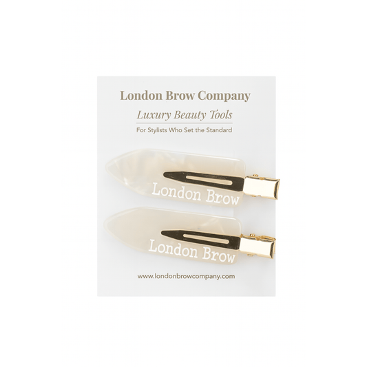 London Brow No - Crease Styling Clips – Pearl & Gold Marble (2 Pack) - Rosey's Creations