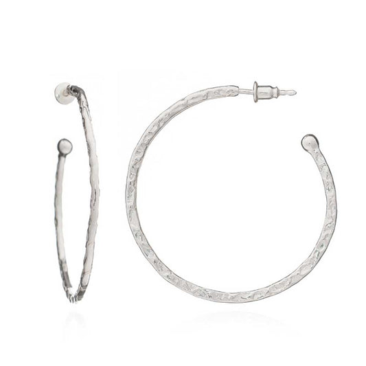 Lydia Large Textured Silver Hoops.