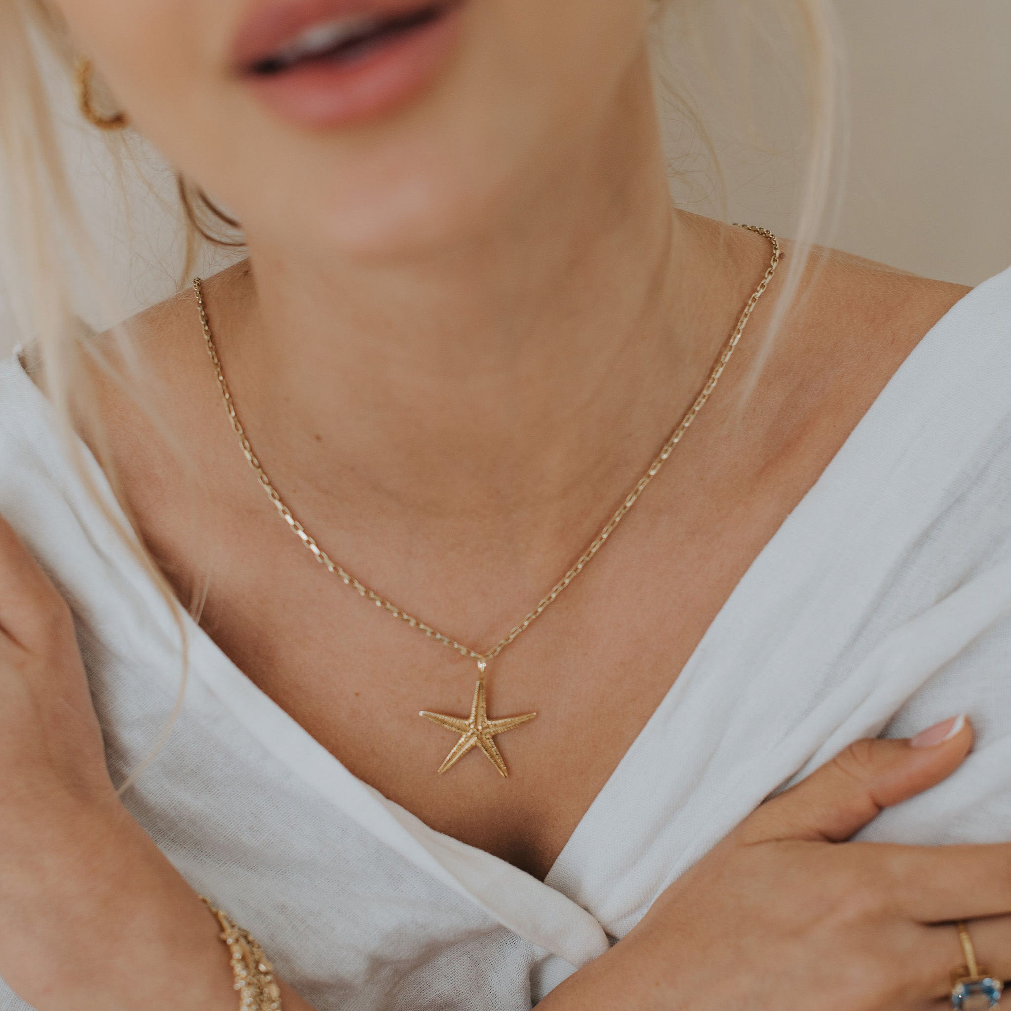 Maxi Gold Starfish Necklace Dainty London