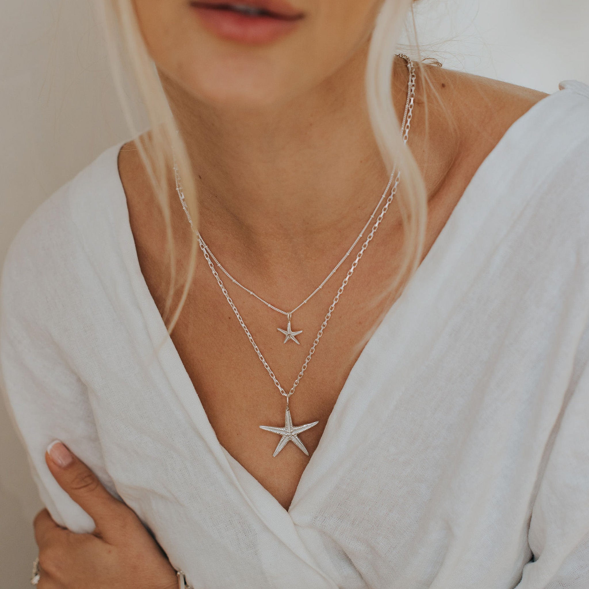 Maxi Silver Starfish Necklace Dainty London