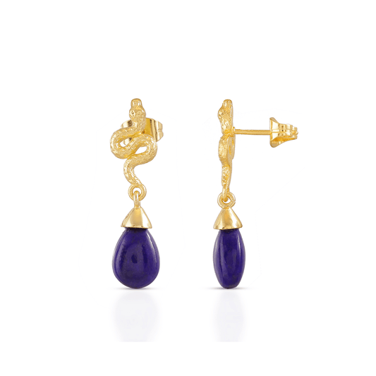 Medusa Small Gemstone Drop Earrings Lapis.