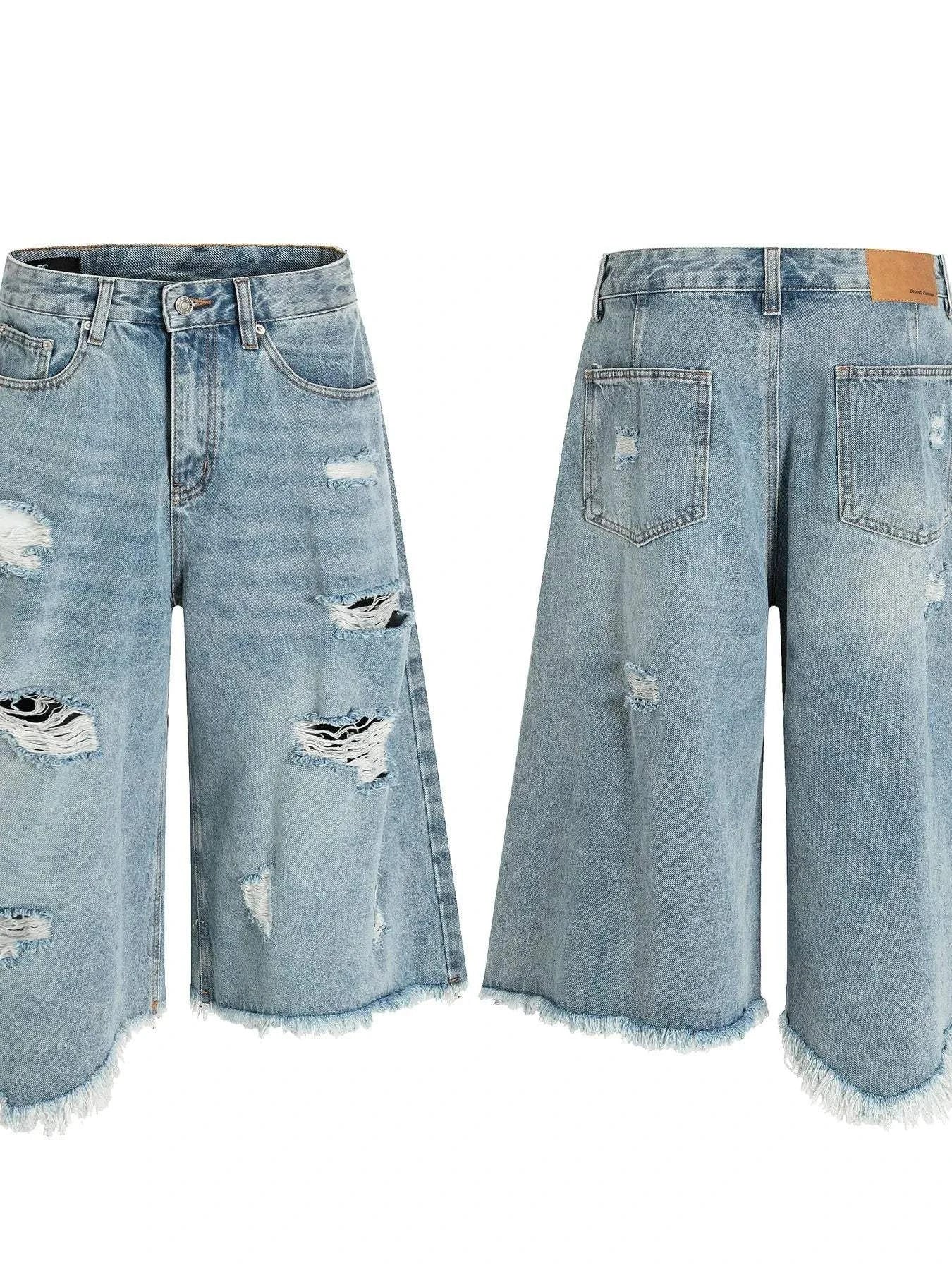 Men's Oversized Distressed Demin Shorts - Rosey's Creations
