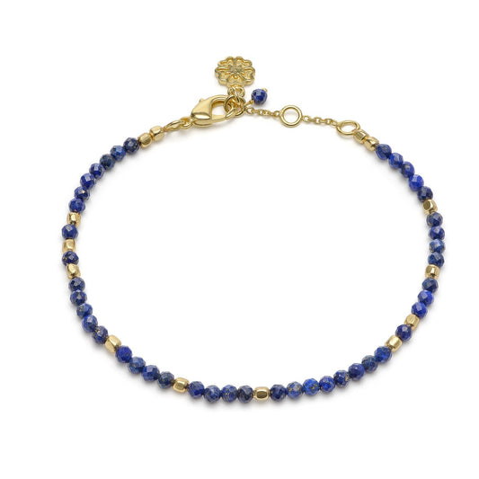 Milos Gemstone and Gold Bead Bracelet Lapis.