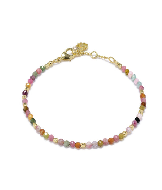 Milos Gemstone and Gold Bead Bracelet Tourmaline.