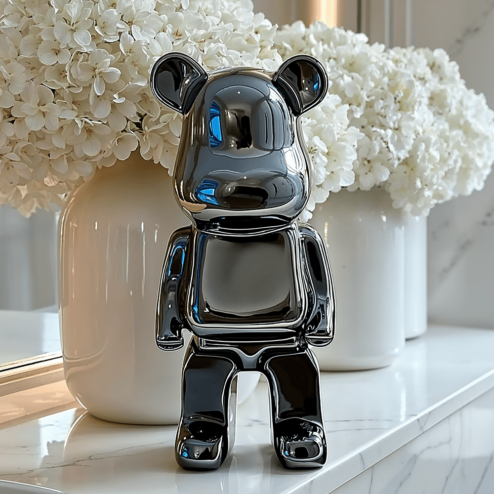 Mini Black Pearlescent Standing Bear Ornament - Rosey's Creations