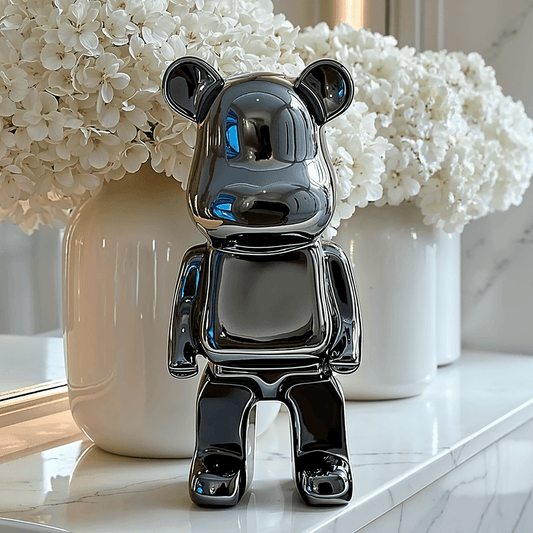 Mini Black Pearlescent Standing Bear Ornament - Rosey's Creations