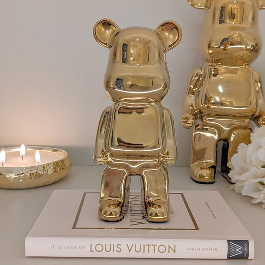 Mini Gold Pearlescent Standing Bear Ornament - Rosey's Creations