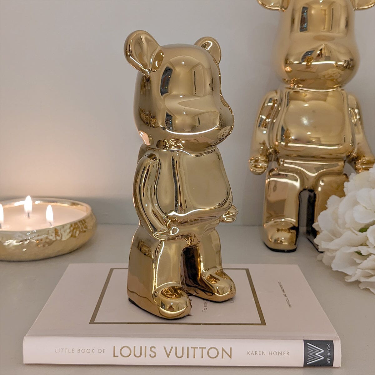 Mini Gold Pearlescent Standing Bear Ornament - Rosey's Creations