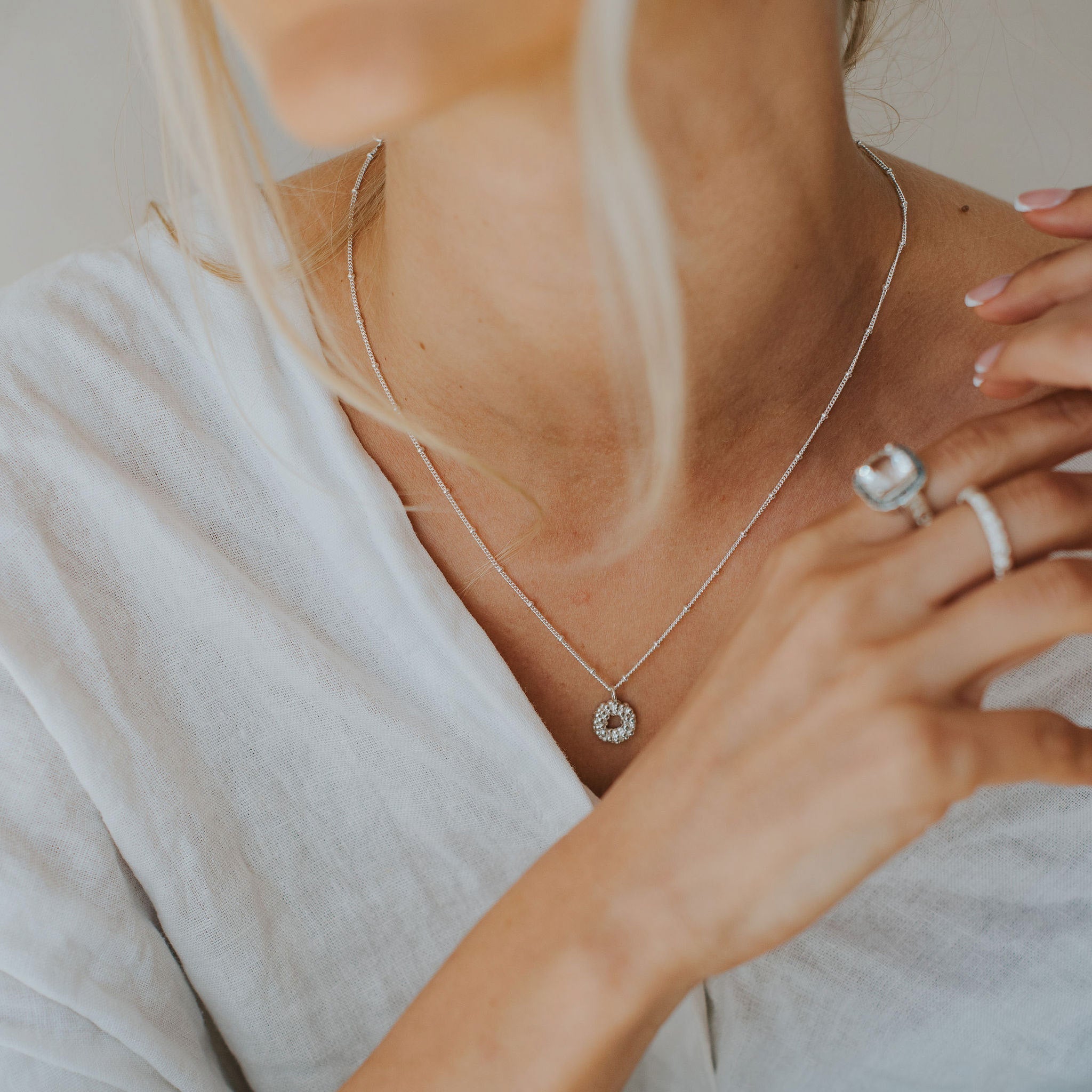Mini Silver Barnacle Necklace Dainty London