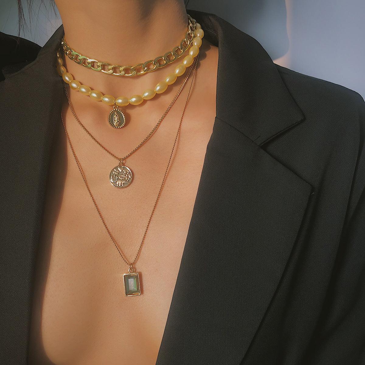 Multi-Layer Retro Portrait Jewellery Necklaces.