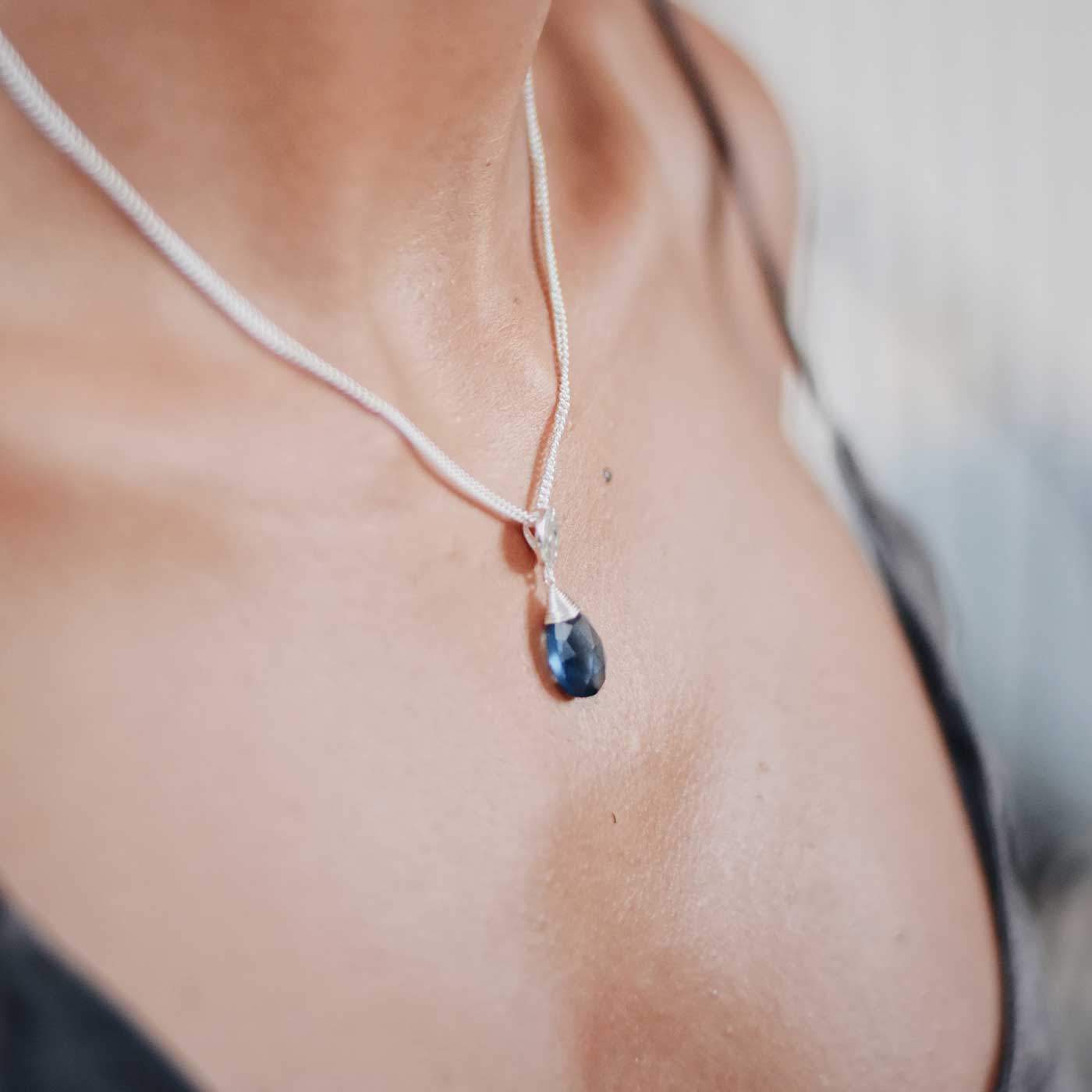 Classic Athena Gemstone Necklace: Silver & Iolite Azuni London