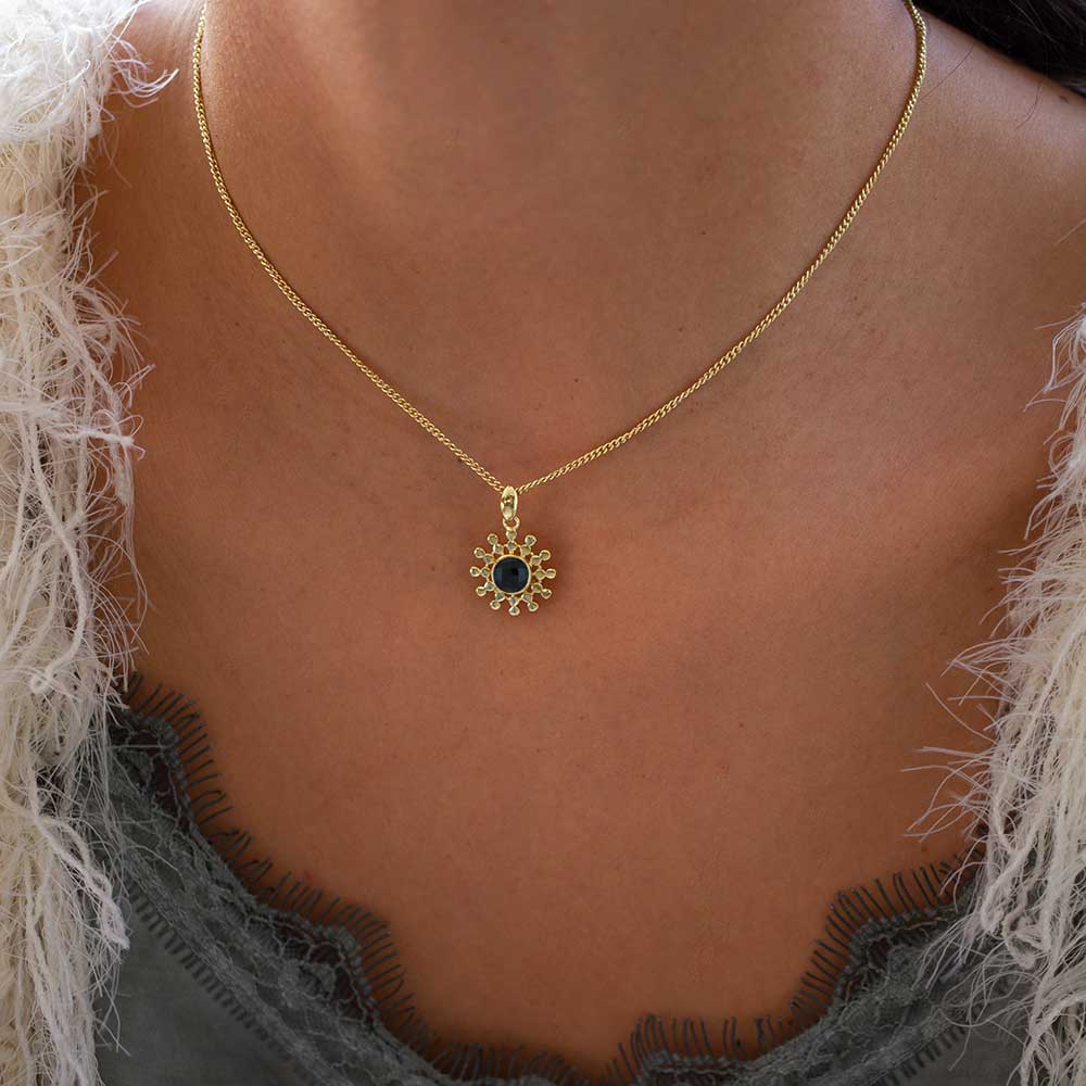 Etrusca Sun Drop Pendant with Black Onyx Azuni London