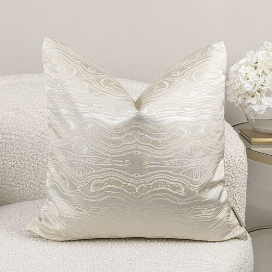 Nelly Cream & Silver Marble Metallic Cushion - 50x50cm - Rosey's Creations
