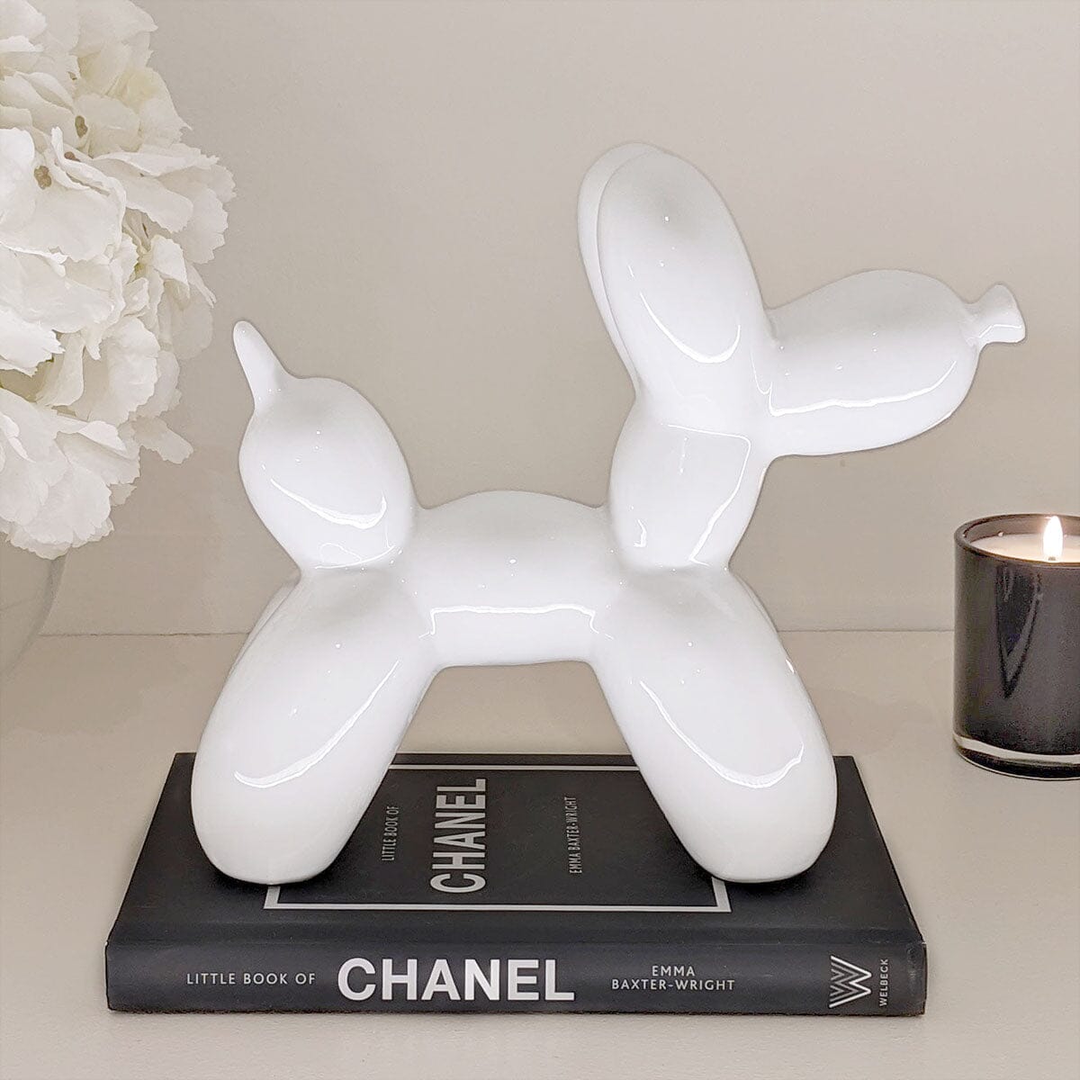 Patrice Cream Standing Balloon Dog Ornament - Rosey's Creations