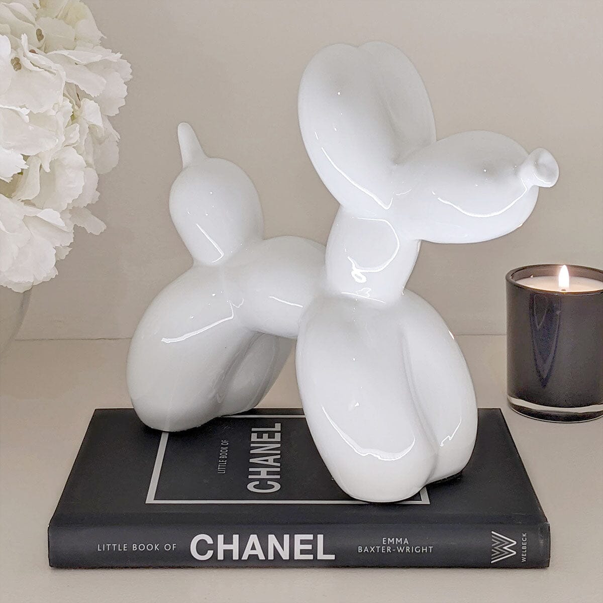 Patrice Cream Standing Balloon Dog Ornament - Rosey's Creations