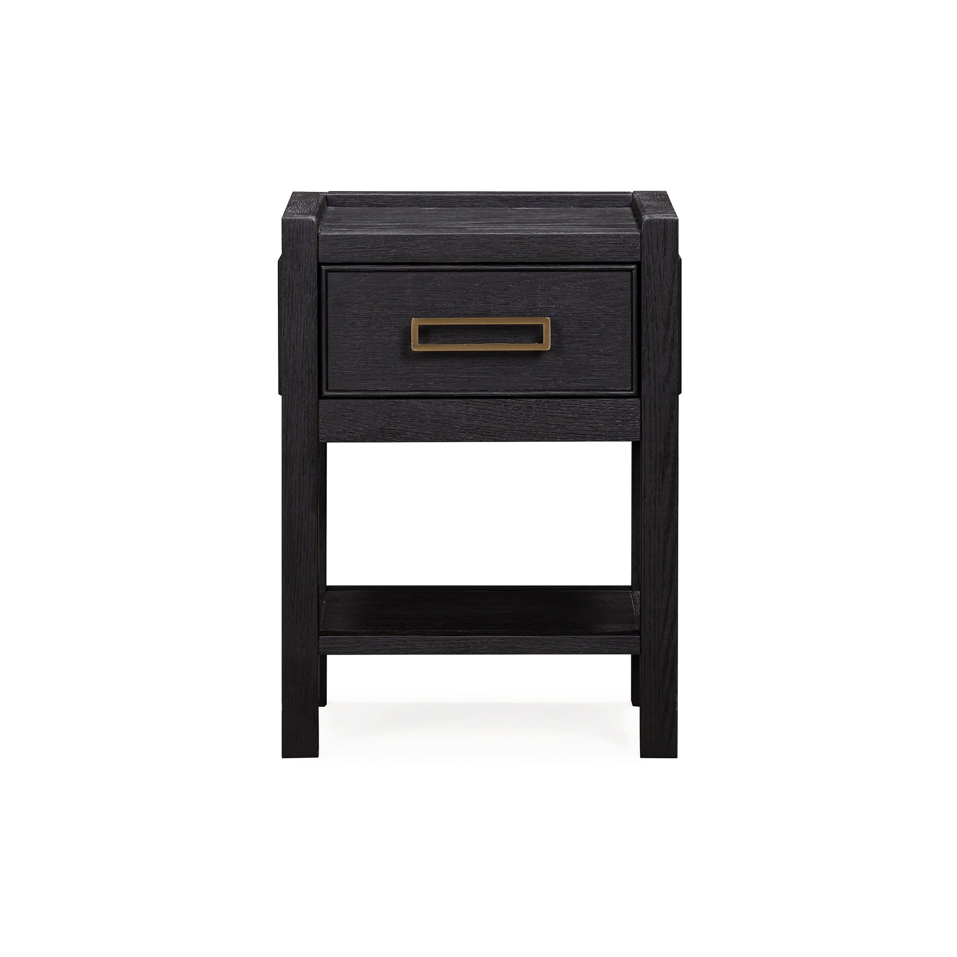 Soho Black Oak Veneer 1 Drawer Bedside Table.