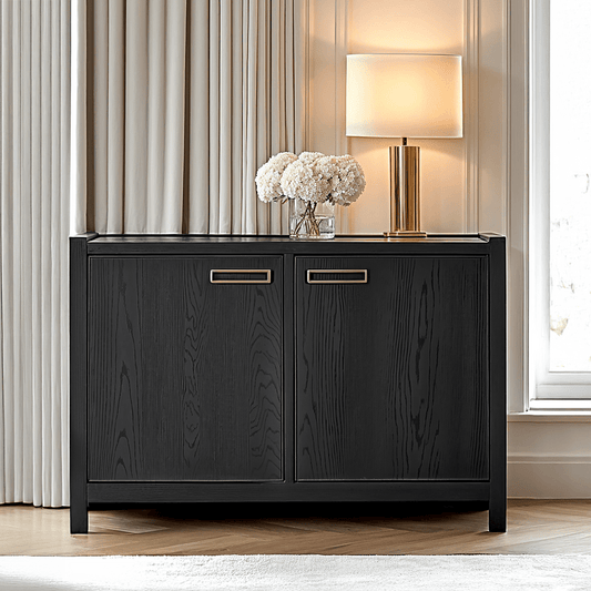 Soho Black Oak Veneer 2 Door Sideboard.