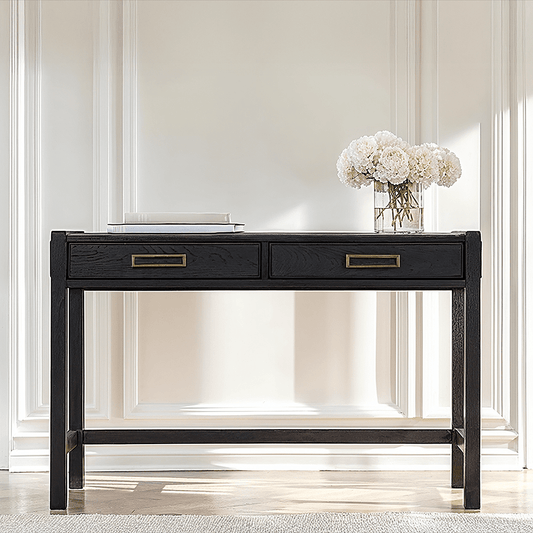 Soho Black Oak Veneer 2 Drawer Dressing Table.