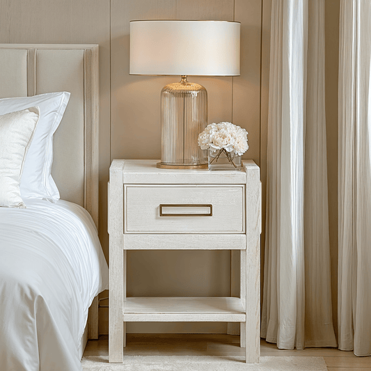 Soho Cream Oak Veneer 1 Drawer Bedside Table.