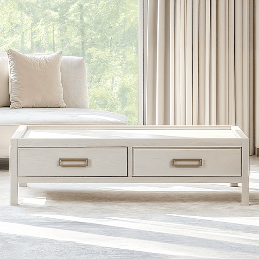 Soho Cream Oak Veneer 2 Drawer Coffee Table.
