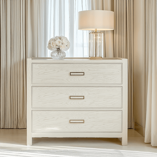 Soho Cream Oak Veneer 3 Drawer Chest.