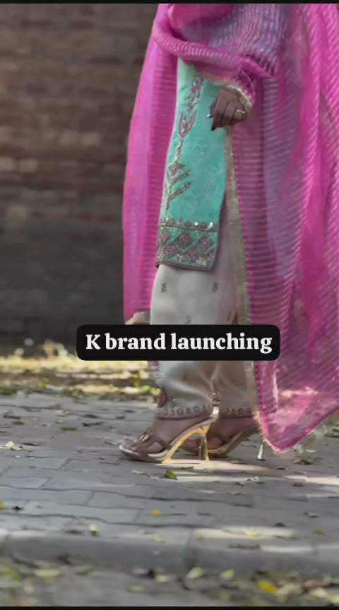 Teal Banarsi Silk Salwar Kameez - Pearl Embroidery Wedding Outfit