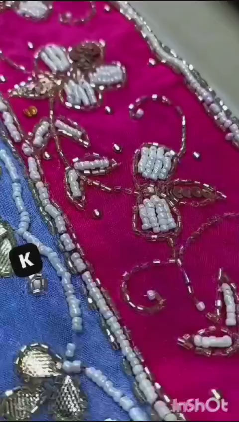 Punjabi salwar suit, Indian wedding outfit, wedding guest, Bridal Handwork crape silk