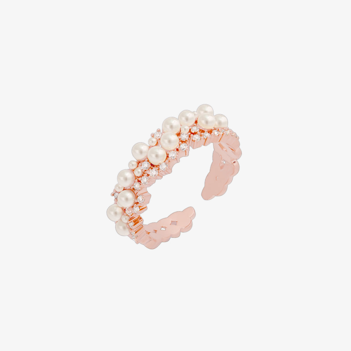 Bold cubic pearl ring Nabi London