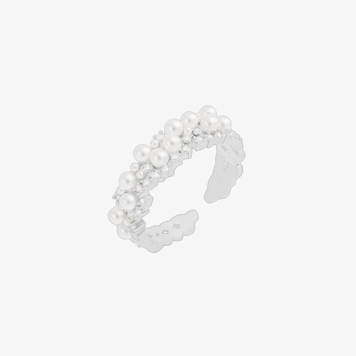 Bold cubic pearl ring Nabi London