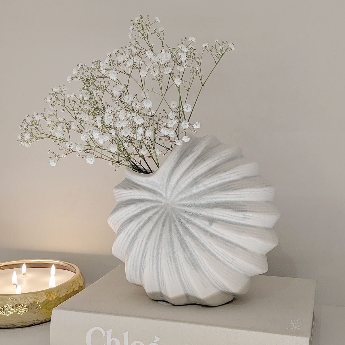 Renew White Textured Shell Decorative Vase - Rosey's Creations